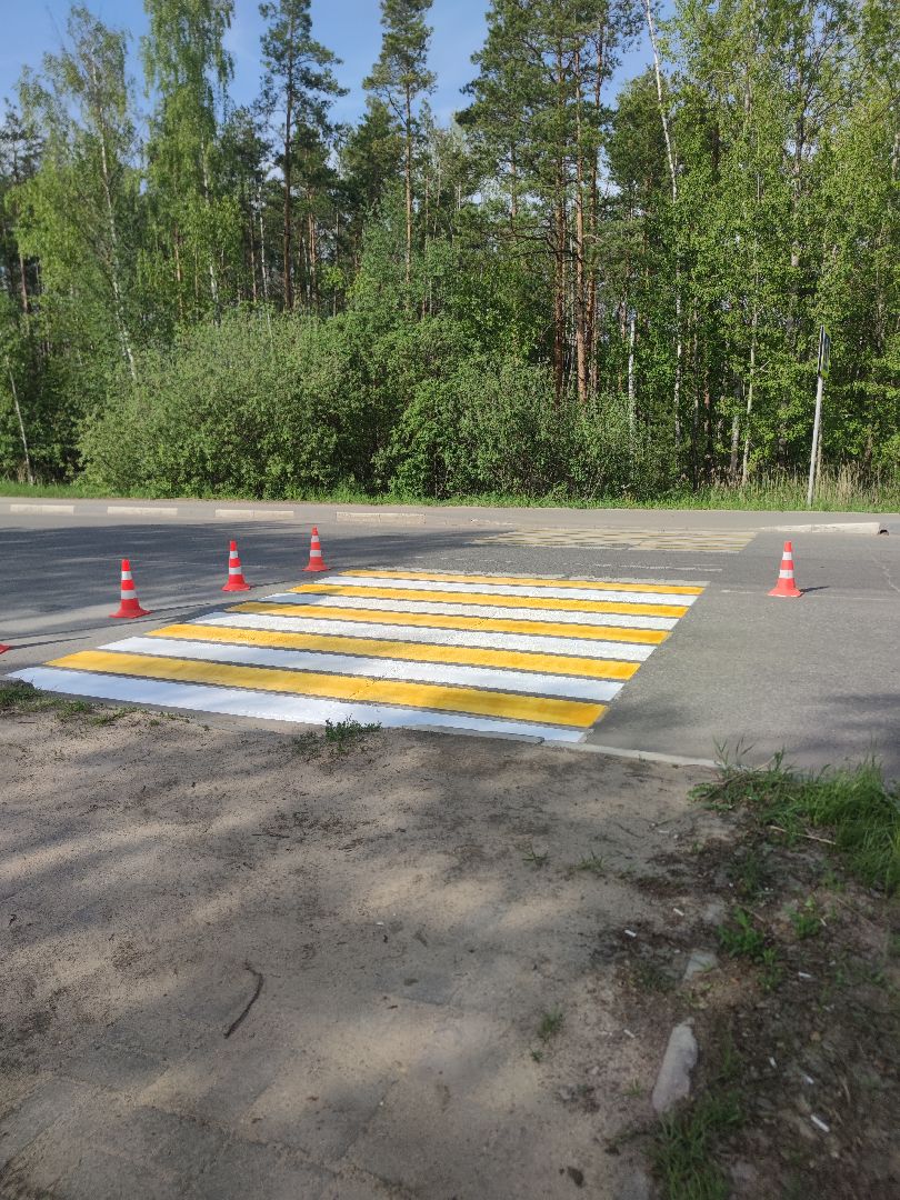 Дорожная разметка, обновление, пешеходный переход, Дубна
