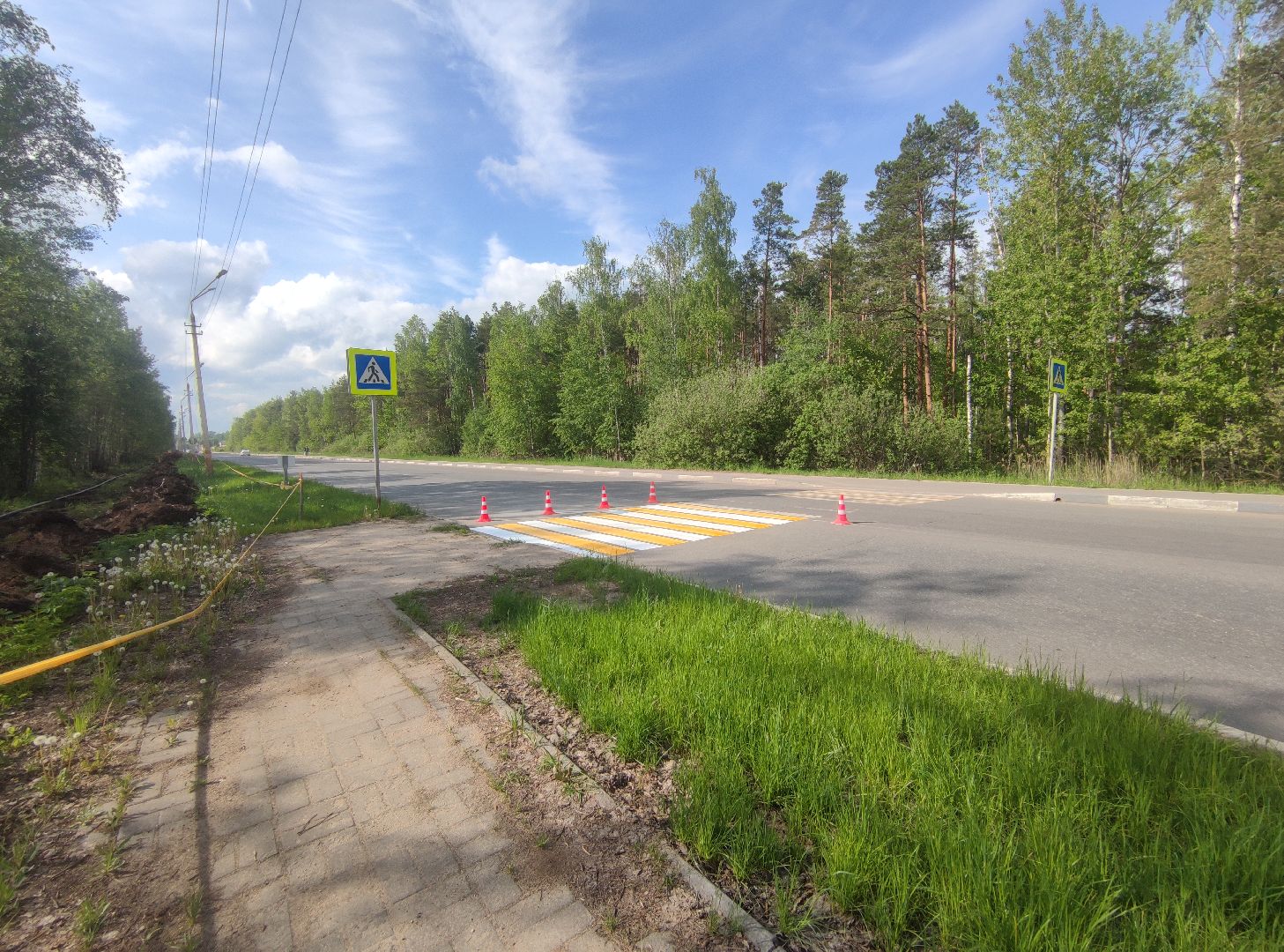 Дорожная разметка, обновление, пешеходный переход, Дубна